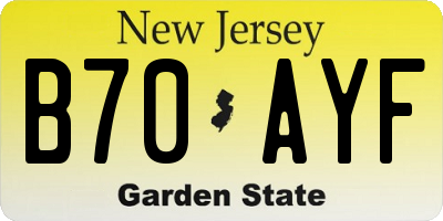 NJ license plate B70AYF