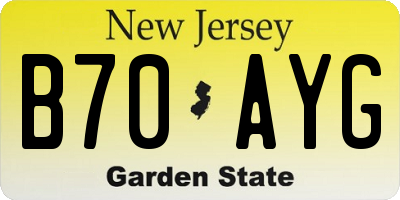 NJ license plate B70AYG