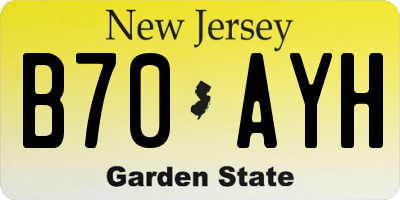 NJ license plate B70AYH