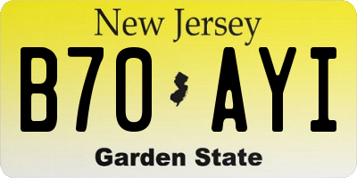 NJ license plate B70AYI