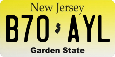NJ license plate B70AYL