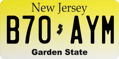 NJ license plate B70AYM