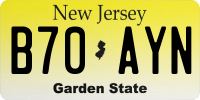 NJ license plate B70AYN