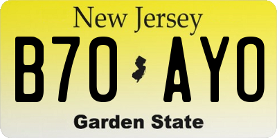NJ license plate B70AYO