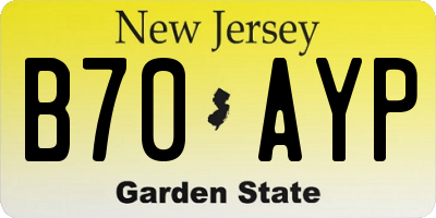 NJ license plate B70AYP