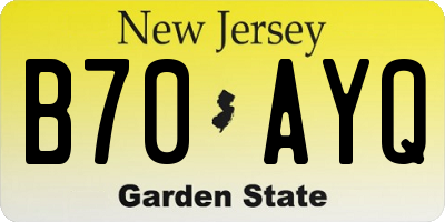 NJ license plate B70AYQ