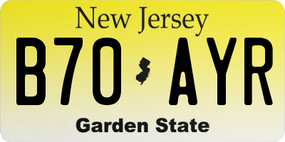 NJ license plate B70AYR