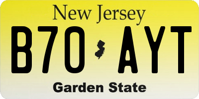 NJ license plate B70AYT