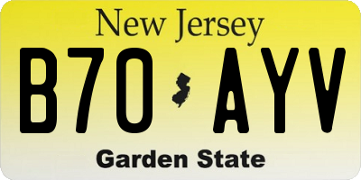 NJ license plate B70AYV