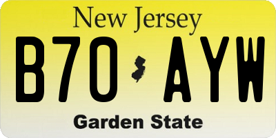 NJ license plate B70AYW