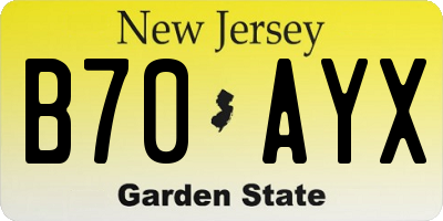 NJ license plate B70AYX