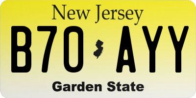 NJ license plate B70AYY