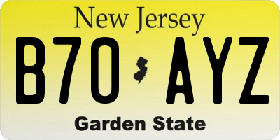 NJ license plate B70AYZ