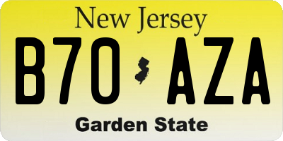 NJ license plate B70AZA