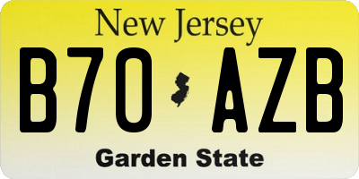 NJ license plate B70AZB
