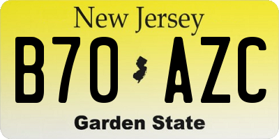 NJ license plate B70AZC