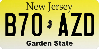 NJ license plate B70AZD