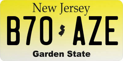 NJ license plate B70AZE