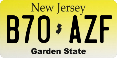 NJ license plate B70AZF