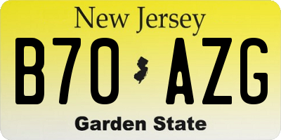 NJ license plate B70AZG