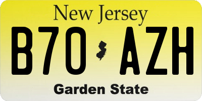 NJ license plate B70AZH