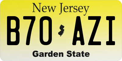 NJ license plate B70AZI