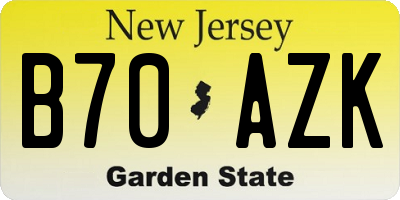 NJ license plate B70AZK
