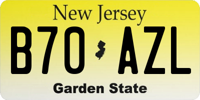 NJ license plate B70AZL
