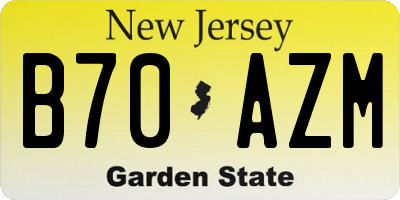 NJ license plate B70AZM