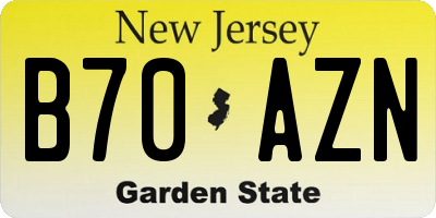 NJ license plate B70AZN
