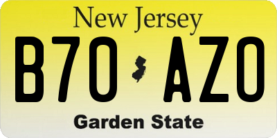 NJ license plate B70AZO
