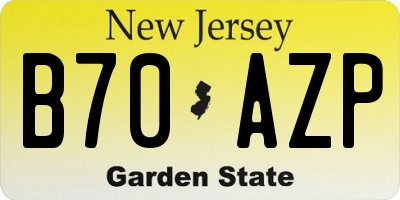 NJ license plate B70AZP