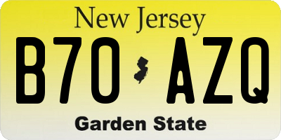 NJ license plate B70AZQ