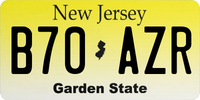 NJ license plate B70AZR