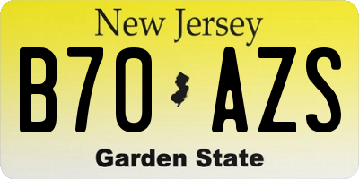 NJ license plate B70AZS