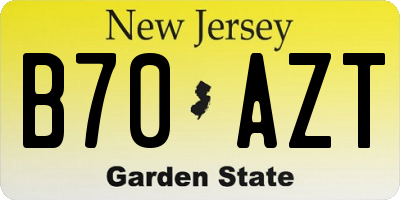 NJ license plate B70AZT