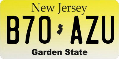 NJ license plate B70AZU