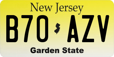 NJ license plate B70AZV