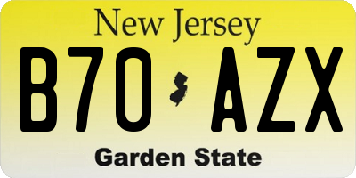 NJ license plate B70AZX