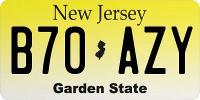 NJ license plate B70AZY