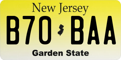 NJ license plate B70BAA