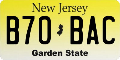 NJ license plate B70BAC