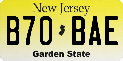 NJ license plate B70BAE
