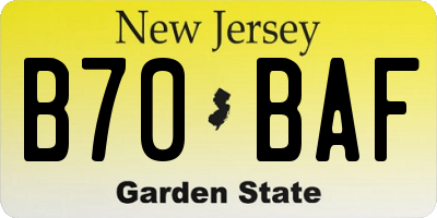 NJ license plate B70BAF