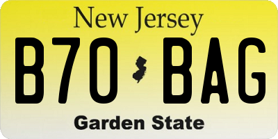 NJ license plate B70BAG