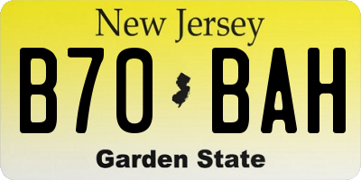 NJ license plate B70BAH