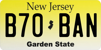 NJ license plate B70BAN