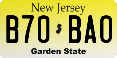 NJ license plate B70BAO
