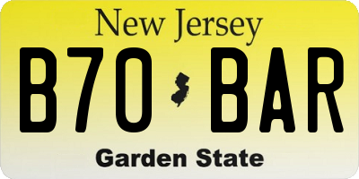 NJ license plate B70BAR