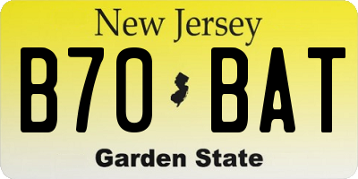 NJ license plate B70BAT